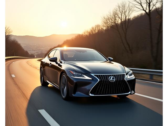 日本の街並みを走る高級セダン